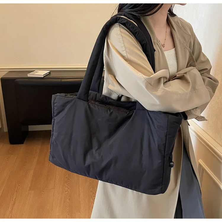 Herbst Winter Baumwolle Umhängetasche Frauen Stilvolle Tote Satchel Handtasche Geräumige Nylon Geldbörse für Arbeit Pendeln und Reisen – Detail 15