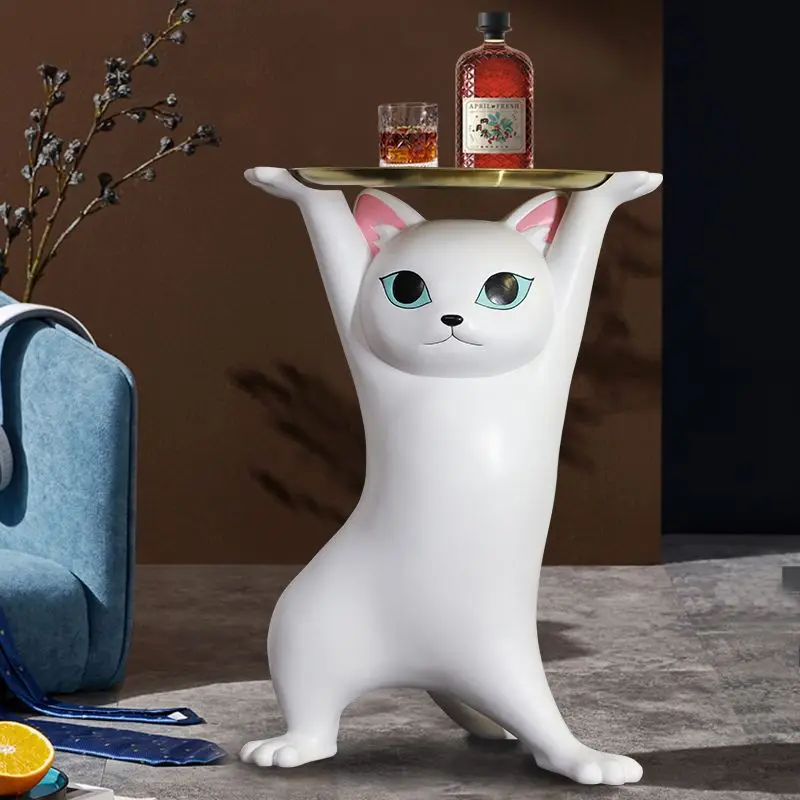 Lucky Cat Fortune Cat Entryway Storage Floor Standing Ornament Cute Figurine for Restaurant Opening Housewarming Gift Home Decor