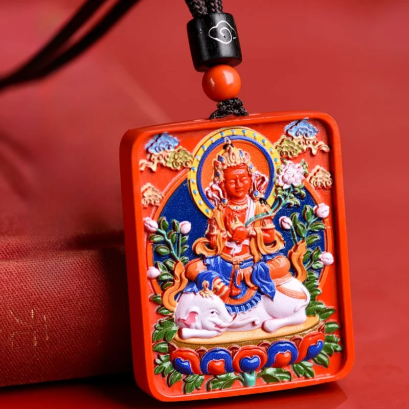 Cinnabar Pendant Painted Thangka Zodiac Natal Buddha Pendant