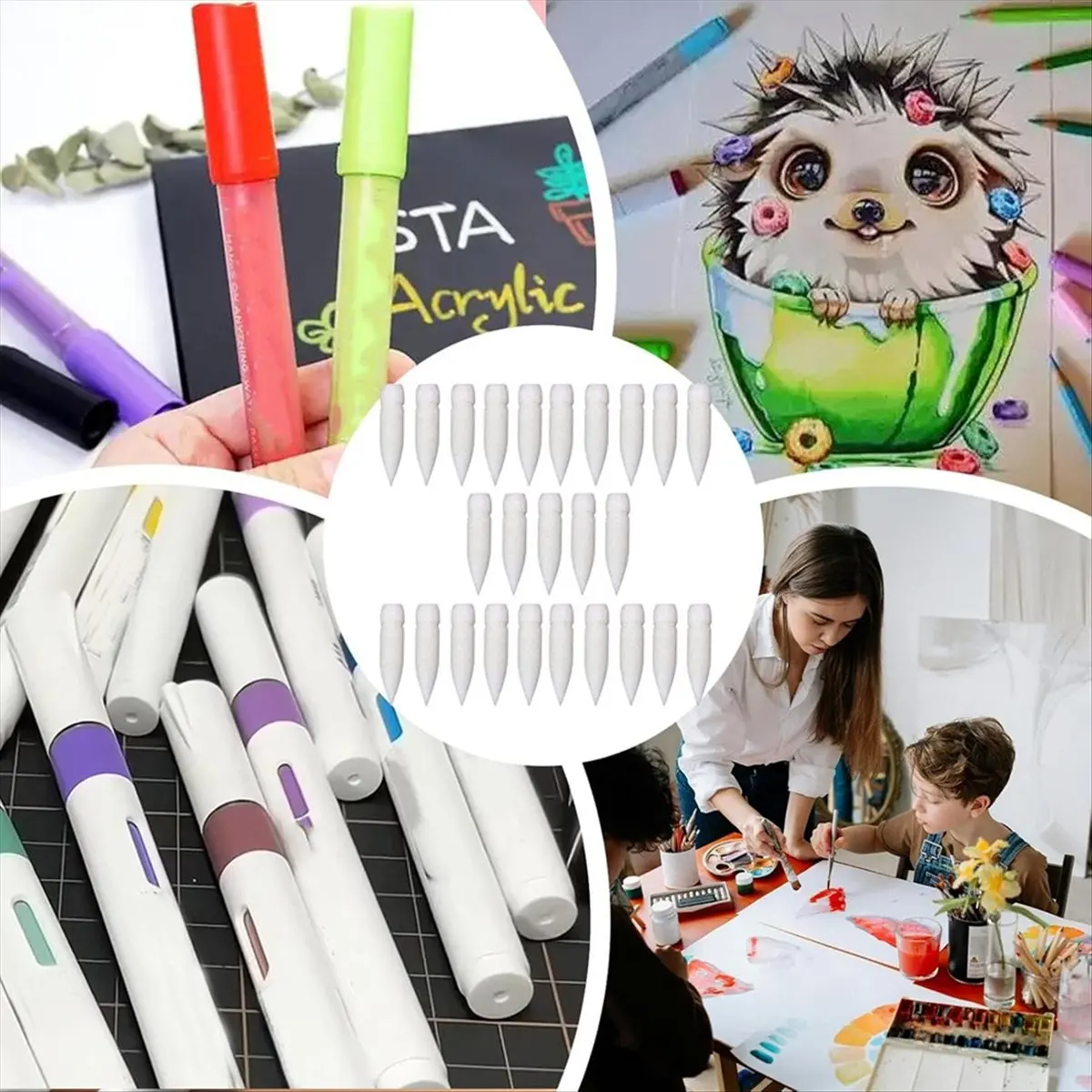 LUCK Paint Marker Replacement Tips- Acrylic Pen Heads Wear Refill Accessories for Drawing, Hand Lettering