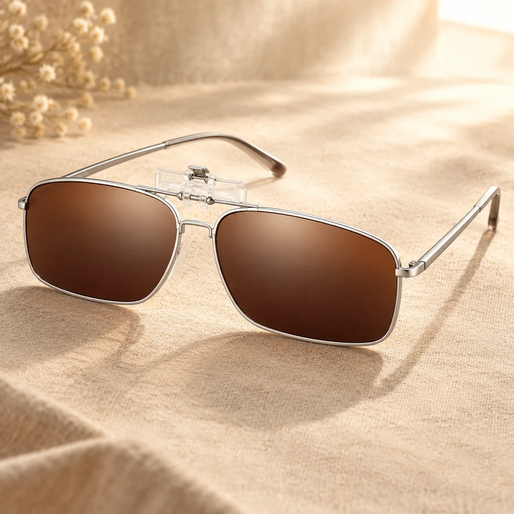 Retro Square Fashion Delicate Metal Sunglasses Clip Women Men Camping Driving Sunglass UV400 Polarized Sun Glasses Clips