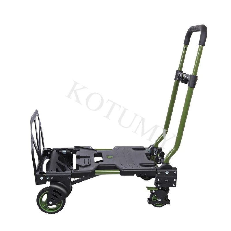 2-In-1 Foldable Small Cart 150kg Heavy Duty Wheel Trolley Foldable Trolley Barrow Outdoor Multi-Functional Luggage Handcart