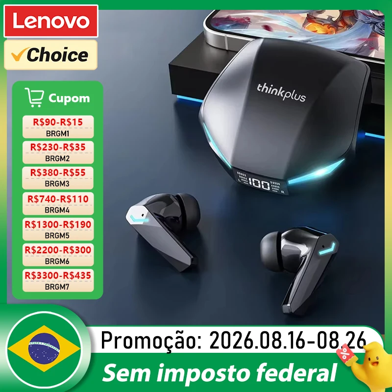 Nova lenovo xt53 atualização sem fio bluetooth 5.4 fones de ouvido led display digital à prova dwaterproof água baixa latência jogos