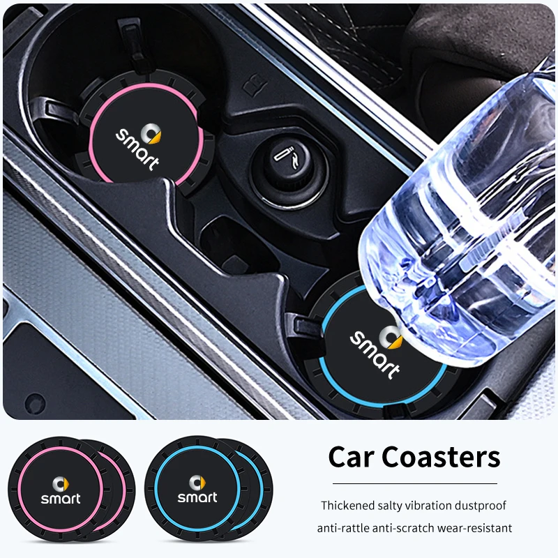 2PCS Available in Multiple Colors Silicone material Coaster Anti-slip For Smart Fortwo 451 450 453 Forfour EQ Cabrio Crossblade