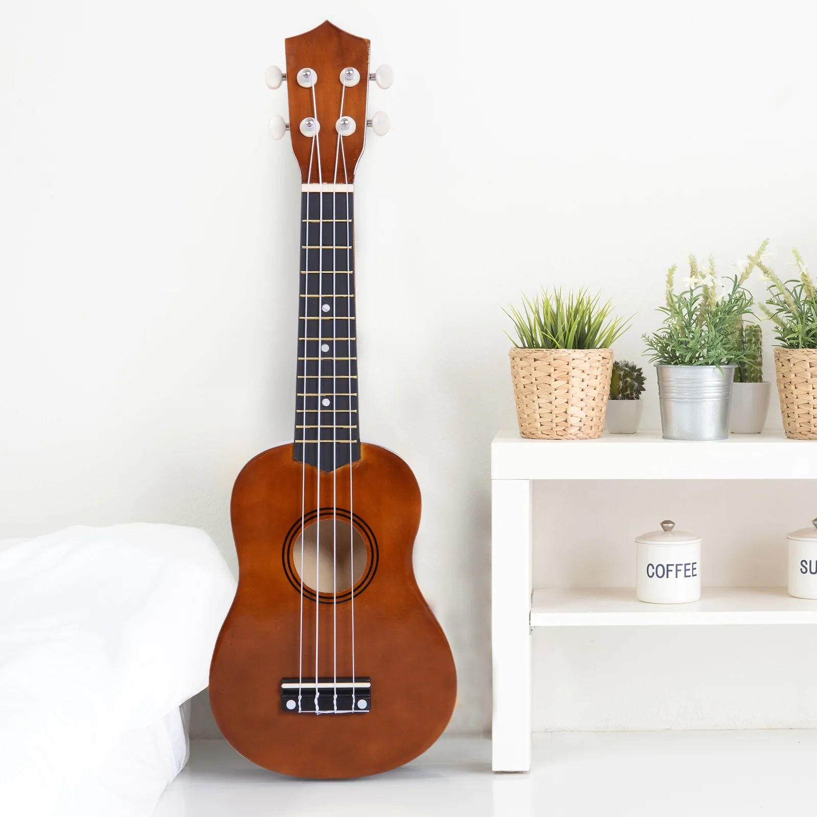 HOMCOM Ukelele 21 Pulgada Ukelele Soprano de Iniciación para Principiantes Ukelele Concierto Hawaiian