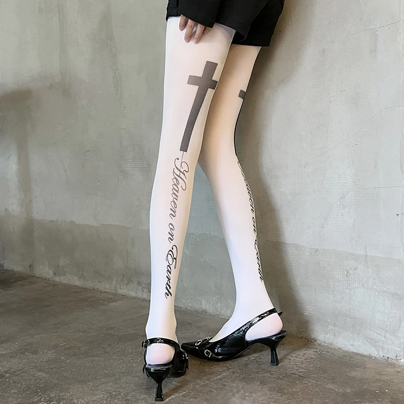 Y2K Stil Brief Gedruckt Strumpfhosen Frauen 80D Dünne Nylon Samt Dünne Strumpfhosen 2026 Frühling Casual Strumpf