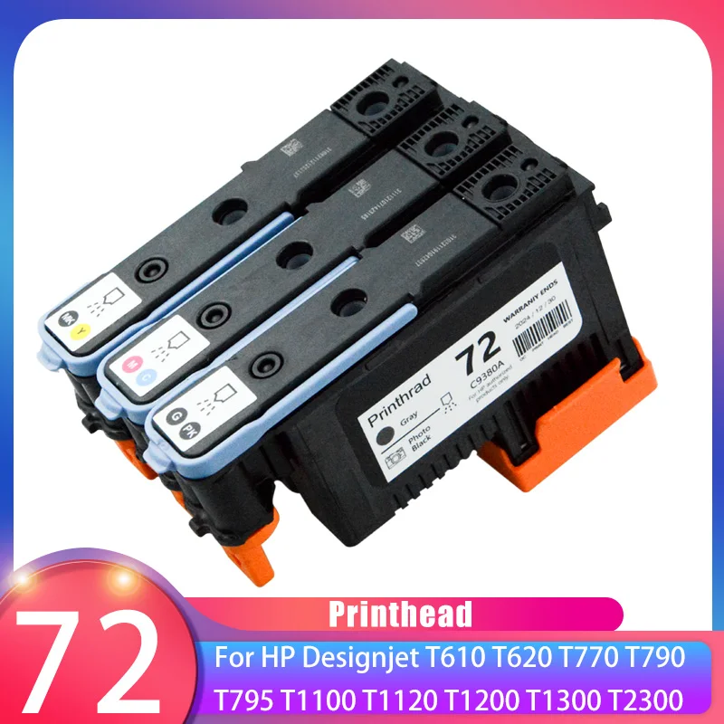 หัวพิมพ์ C9384A C9380A หัวพิมพ์ HP 72 HP72หัวพิมพ์ T2300 C9383A สำหรับ HP T770 T790 T1120 T1200 T1300 T620 T1100เครื่องพิมพ์ต่ออายุ