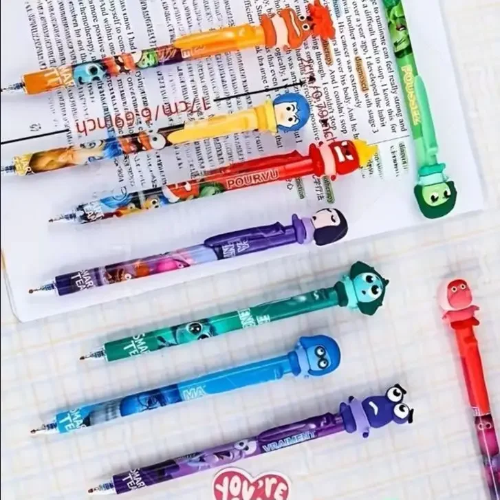 9pcs Disney  Inside Out Ballpoint Pen, Push To Press 0.5mm Signature Pen, Cartoon Student Stationery Gifts, Office Supplies