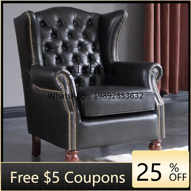 

XL Wingback Chair Oil Wax Leather Complete Coffee Shop Armchair Vintage Leather Art