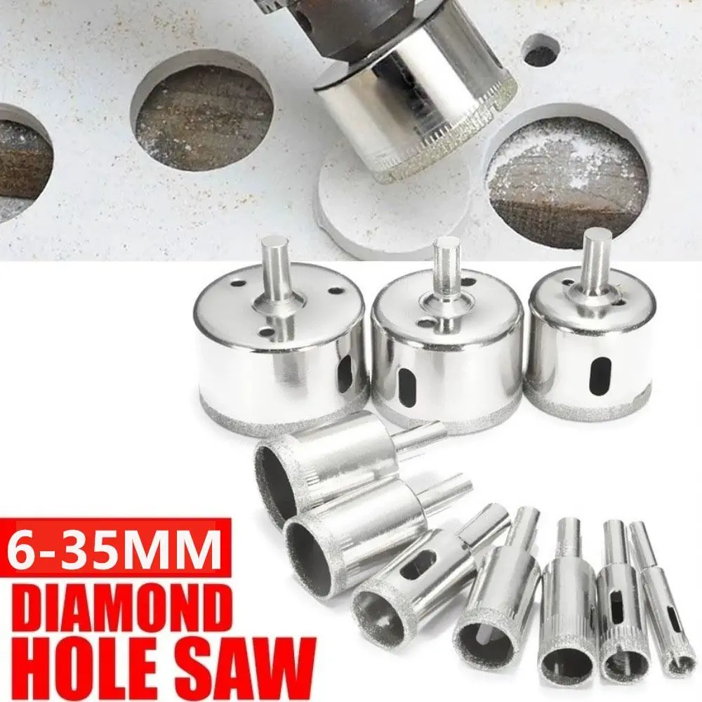 Durable Electroplated Hole Saw Drill Bit Diamond 6-35mm Drill Bits Drilling Crown Wear Resistant Glass Hole Saw Power Tools