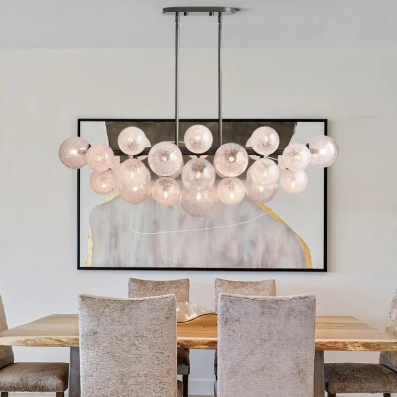 

Modern Home Decoration Iron Glass Ball Chandelier for Girl Bedroom Living Dining Room Pendant Lamp Interior Lighting Hanging