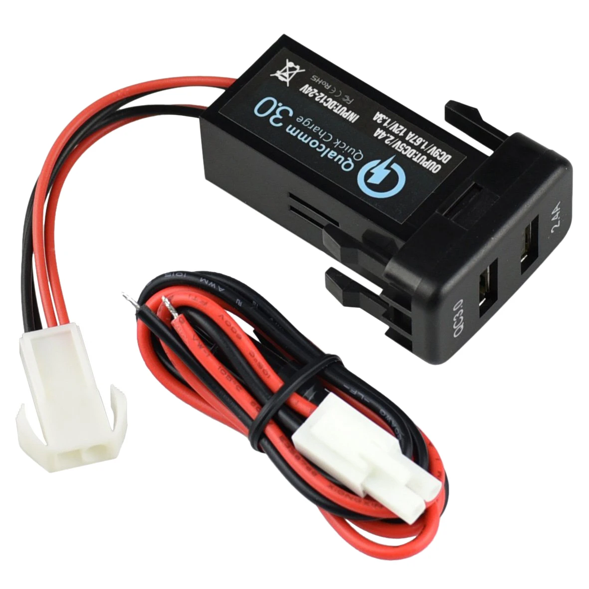 Dual USB Port Charger Socket Quick Charge 3.0 & 2.4A for Toyota (1.57 x 0.87