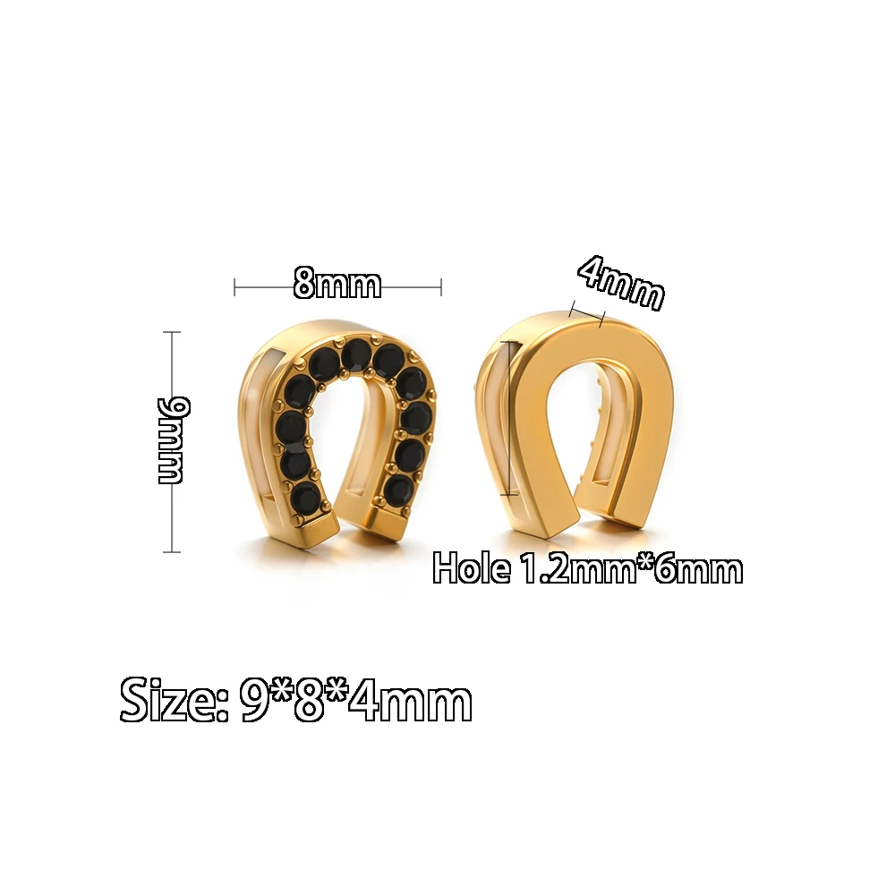 5 Stück Edelstahl-Flachketten mit 6mm Löchern, Zirkonperlen, Stern-, Herz- und Kreuzanhängern für die Herstellung von Halsketten, DIY-Schmuck und Armbändern – Detail 3