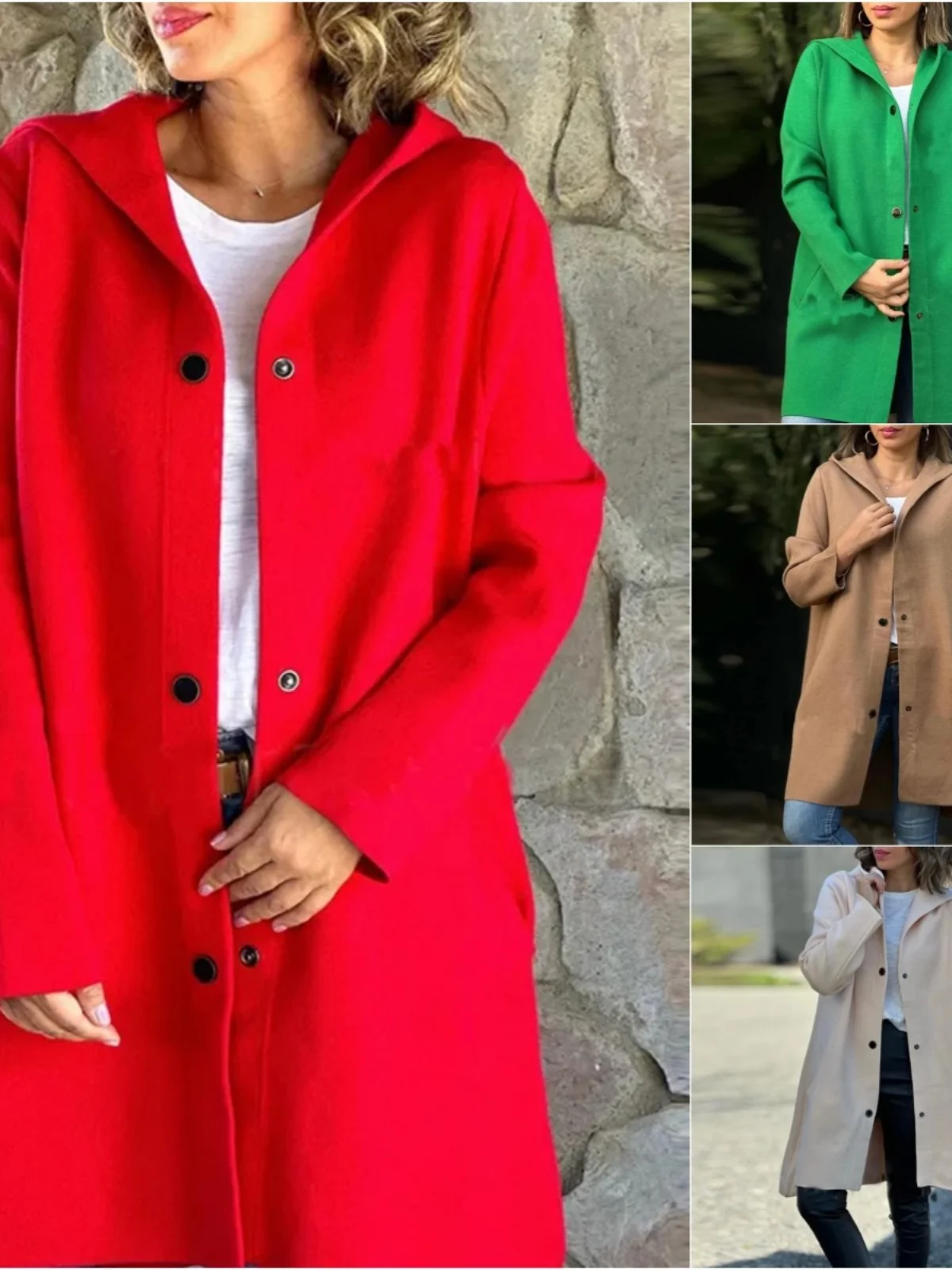 

Шерстяное пальто с капюшоном, осень-зима, модное однотонное шерстяное пальто средней длины Jaet Long Sve Street Sle, пальто на подкладке из полиэстера