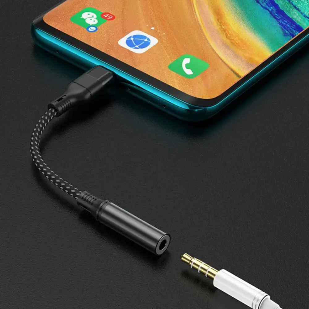 USB Type C Headphone Adapter Cable Weave Converter Type-c 3 5 Jack Audio Cable Braided Digital Decoding