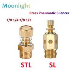Exhaust Air Muffler with Flow Regulator Muffling Throttle Valve Air Muffler Brass Quick Exhaust Pneumatic Silencer STL 1/8 1/4