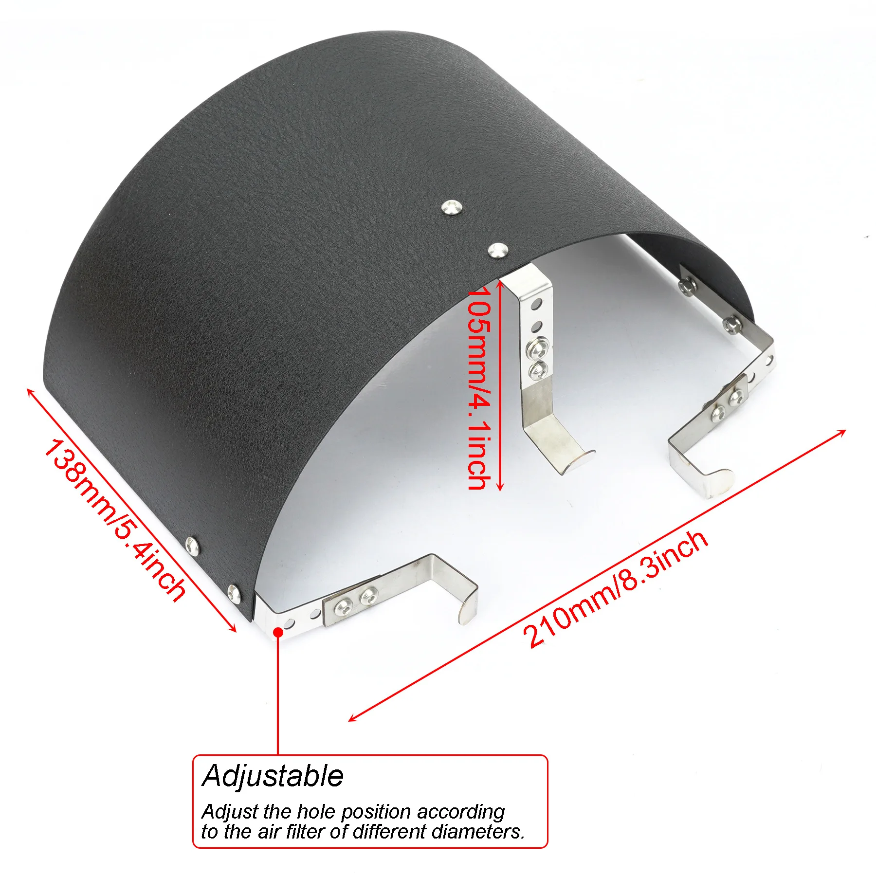 High Flow Cold Air Intake Filter Heat Shield Cover Universal Car Air Filters Adjustable Stainless Steel Protective Cover