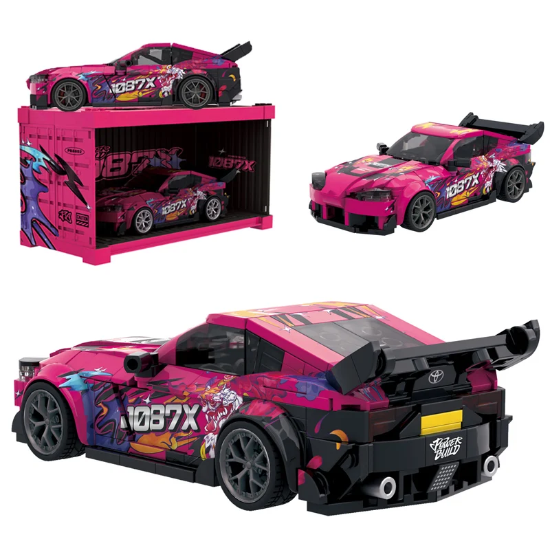 

MOC Super Racing Drift Speed Car with Display Box Model Building Blocks Sports Cars Collectible Vehicle Ornaments Bricks Gifts