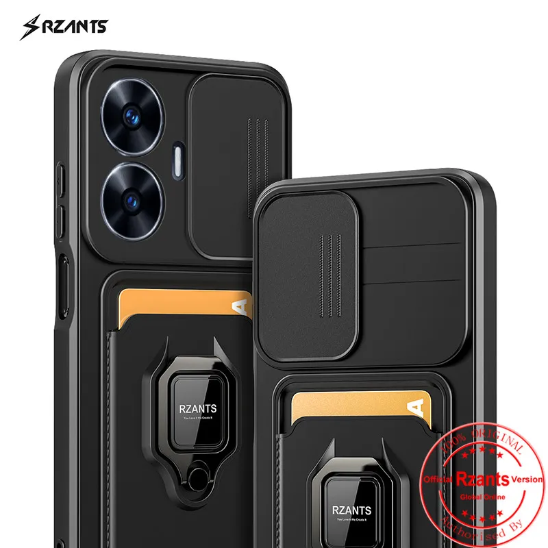 Rzants For OPPO Realme C55 Fashion Case[Bison]Smooth business Push-pull card holder ring armor Case Cover