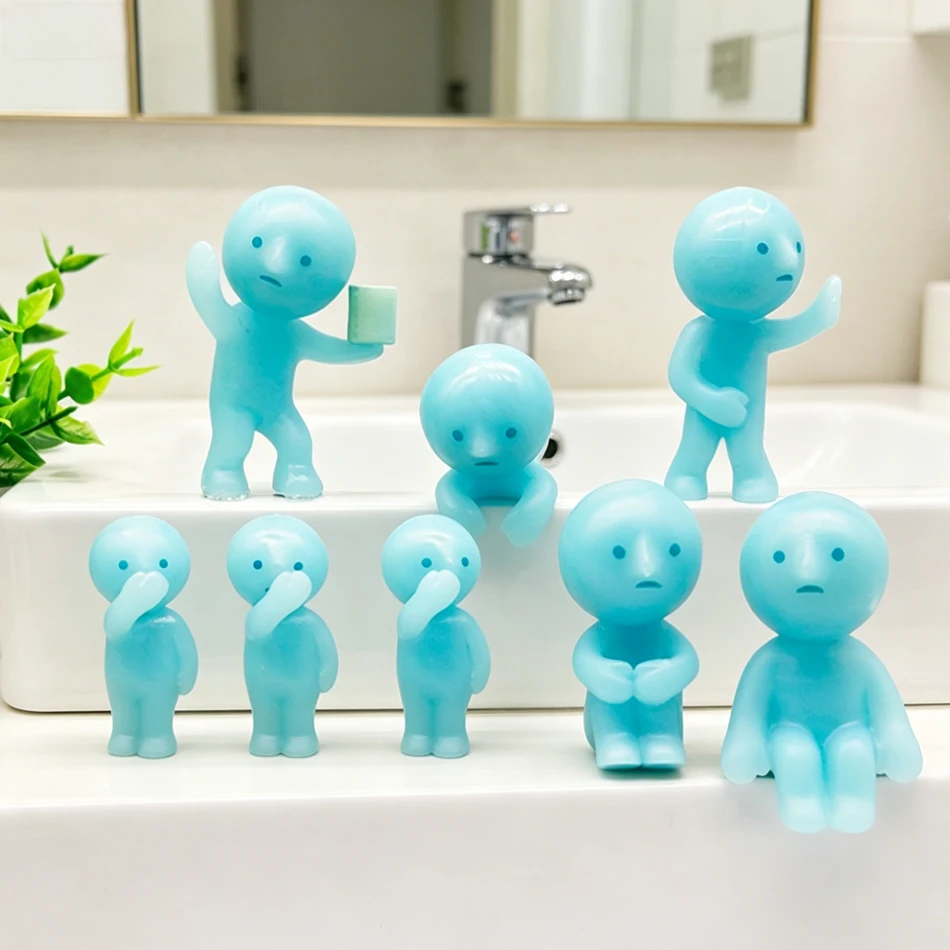 Überraschungsgeschenk Badezimmer-Serie: Mehrere grüne, nachtleuchtende, geheimnisvolle Blindbox-Actionfiguren als Dekorationsmodelle für Spielzeug