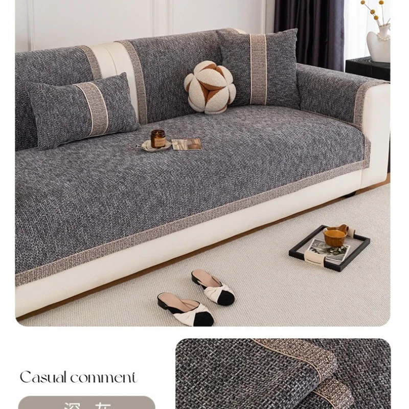 Chenille Sofa Cover Non Slip Cat Scratch Resistant Four Seasons Universal Washable Sofa Protector for Living Room Home Daily Use