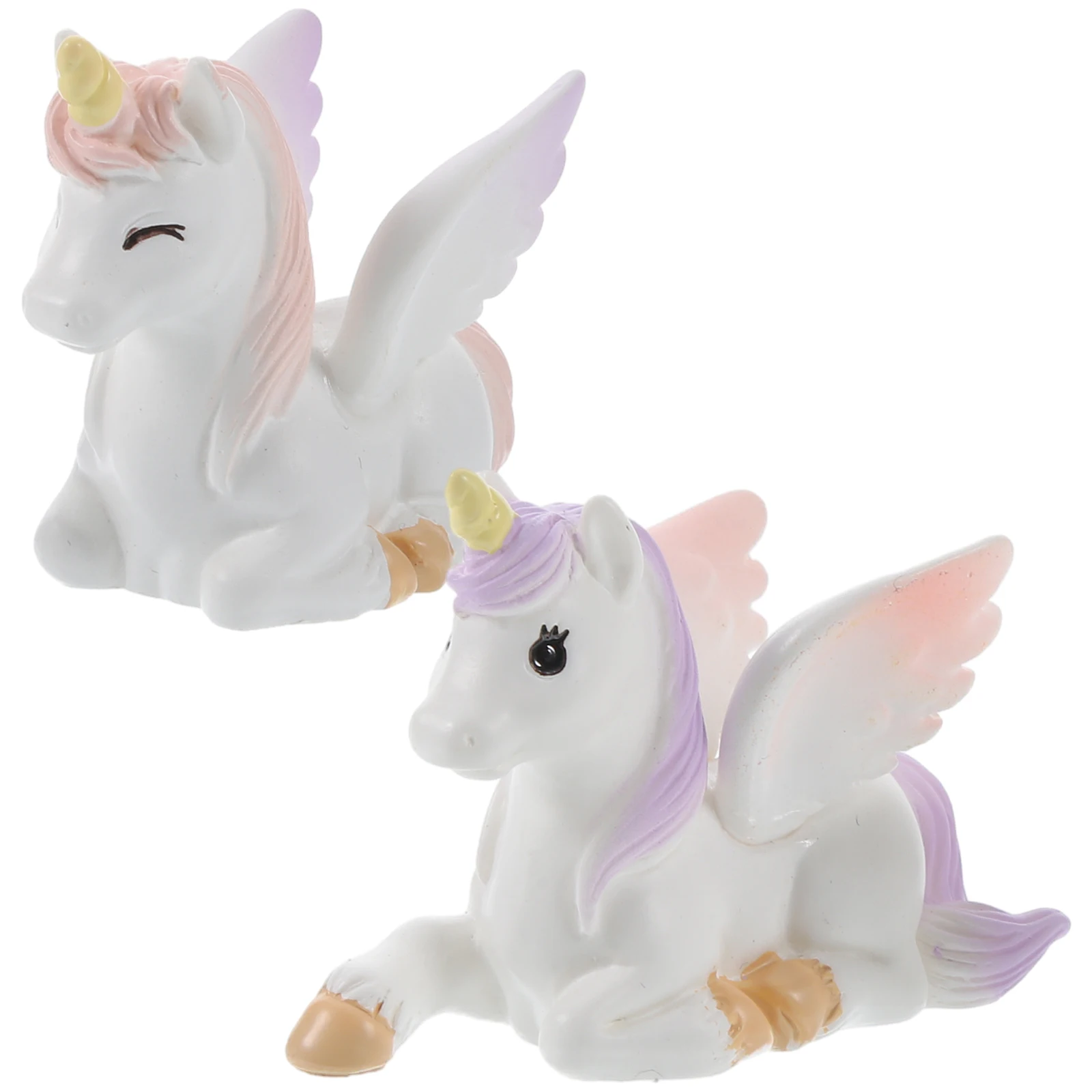 

2pcs Resin Craft Unicorn Miniature Decor Statues For Cake Garden Micro Landscape Cupcake Toppers Bonsai Accessories Home Party