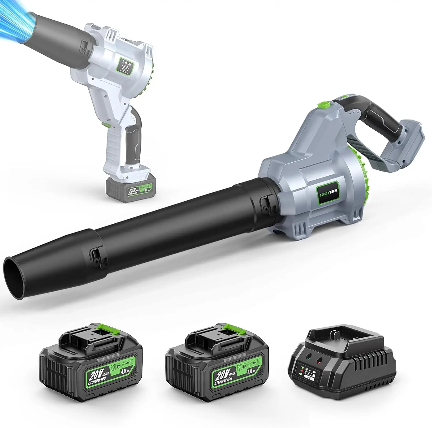 

Cordless Leaf Blower with 2 Batteries, 680CFM, 5-Speed Brushless Motor for Lawn and Snow Cleaning