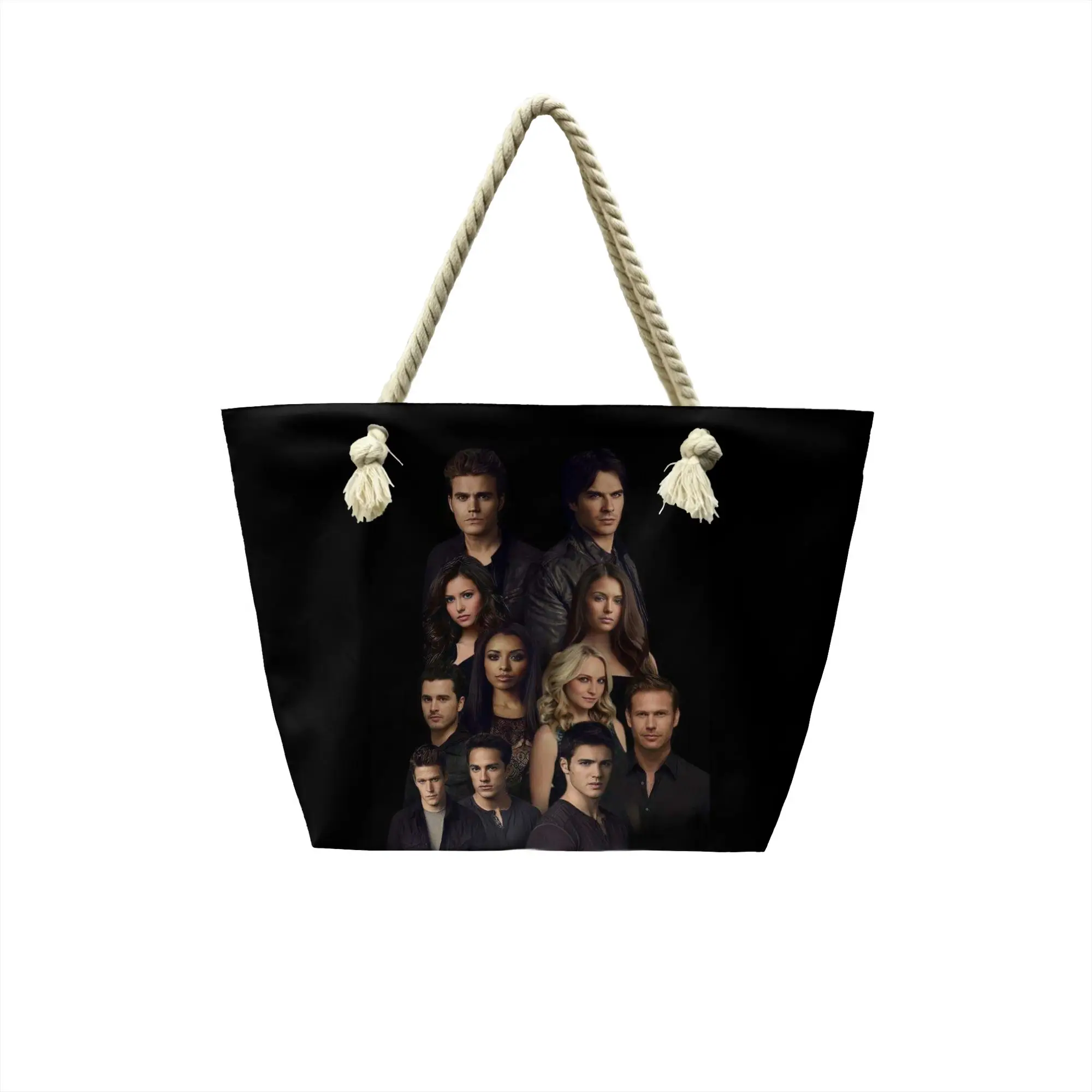 The Vampire Diaries Groceries Shopping Bag Fashion Printed Canvas Shopper Tote Shoulder Bag Big Capacity Washable  Handbag