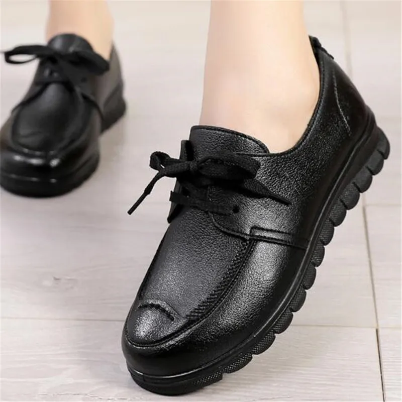 Women Flat Shoes Soft Genuine Leather Mother Shoes Comfort Casual Shoes Female Autumn Women Wedge Heels Leather Shoes