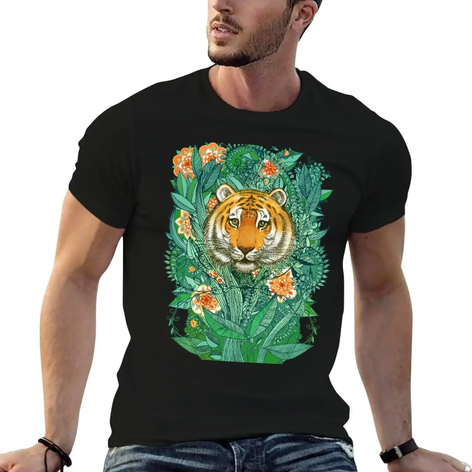 

Tiger Tangle in Color T-Shirt anime figures customizeds Funny t-shirt valentines boutique clothes designer t shirt men