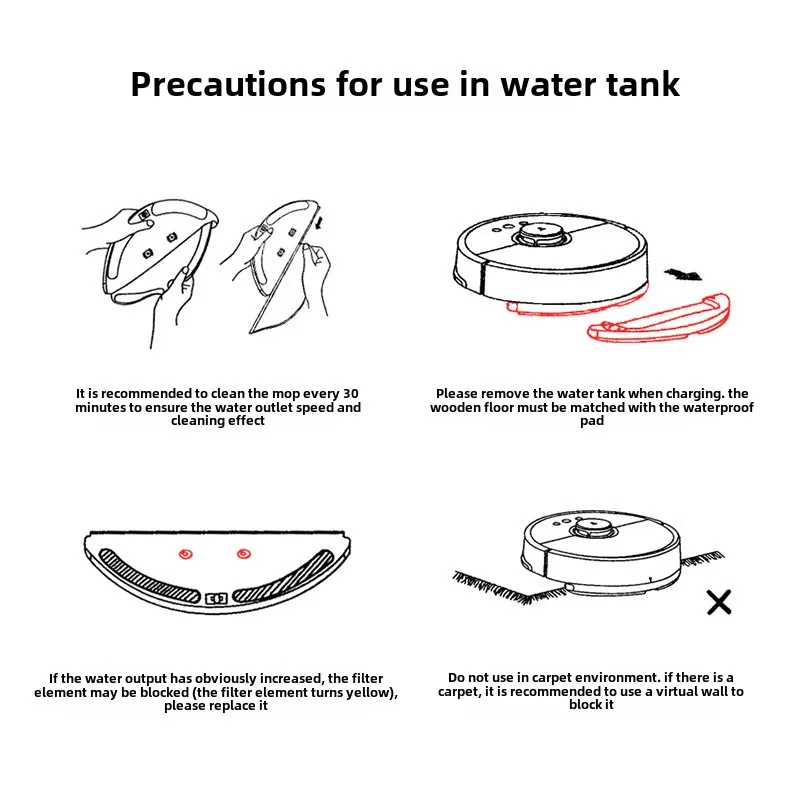 خزان المياه الأساسية لشاومي Roborock S5 S50 S51 S55 S6 S52 T61 P50 T7 T4 T6 P5 للمكنسة الكهربائية XIAOWA E2 E3 E4