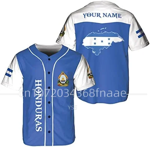 Camisa de beisebol masculina bandeira do honduras personalizado seu nome camisa de beisebol 3d impresso camisa masculina camisas casuais hip hop topos