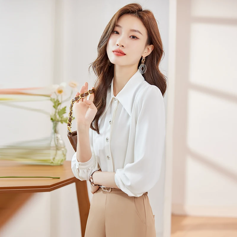 NAVIU Yellow Shirt Women Fashion Temprament New Autumn Professional Formal Long Sleeve Chiffon Blouses Office Ladies Work Tops