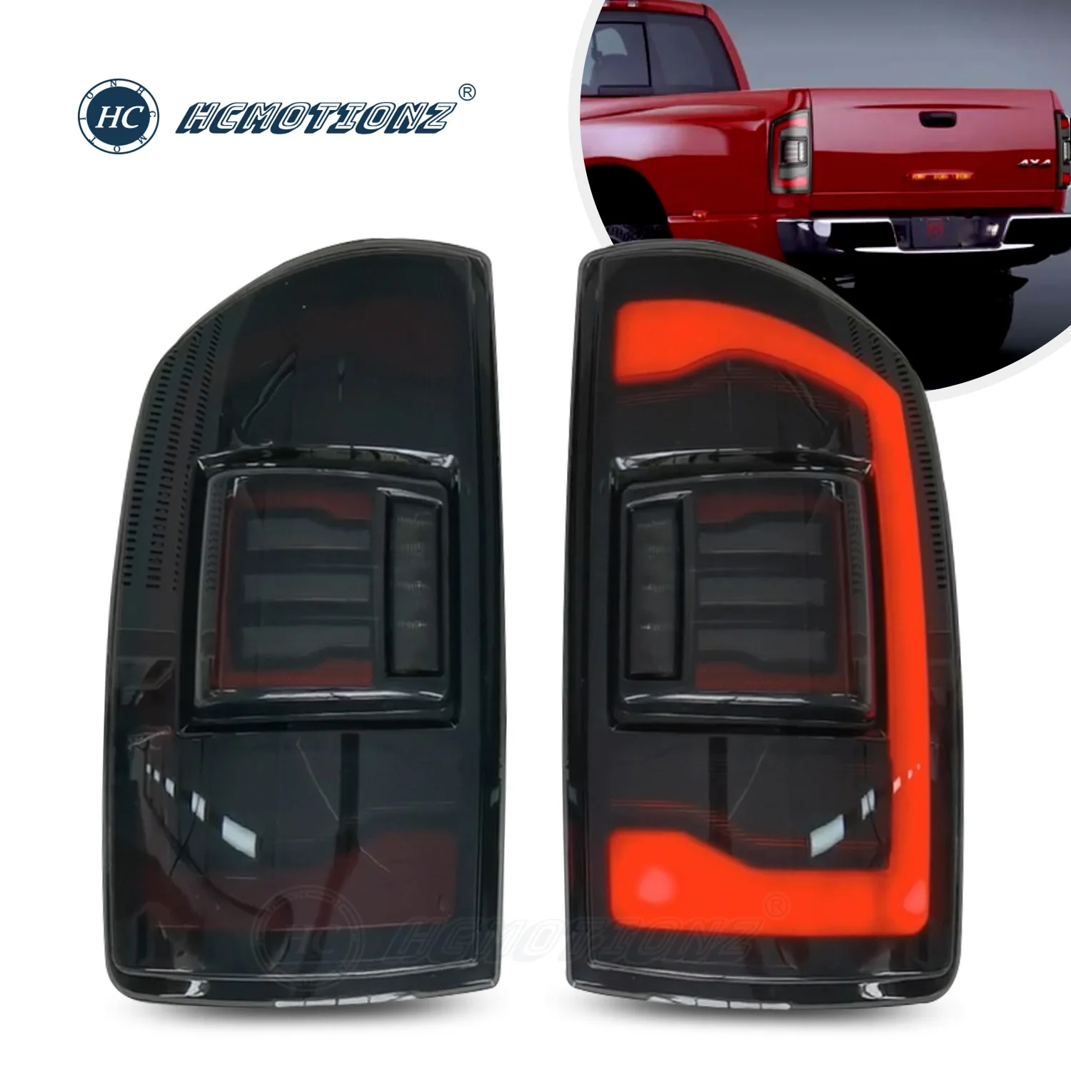 HCMOTIONZ LED Tail Lights For Dodge Ram 3rd Gen 2002-2006 DRL Animation Sequential Car Back Rear Lamps Assembly U.S. Shipment