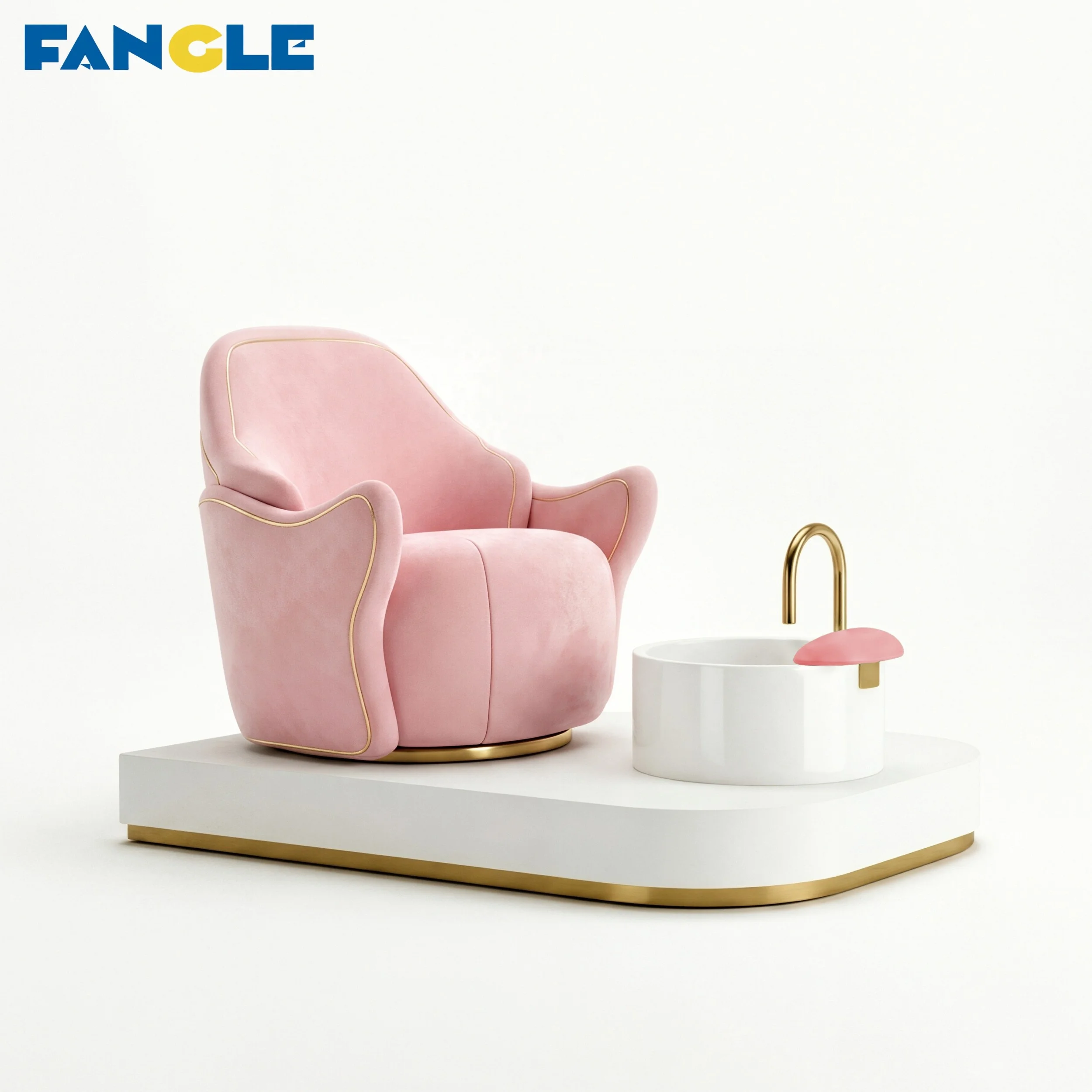 Professional Pink Pedicure Chair With Reclining Seat Built Automatic Drainage For Spa & Nail Salon Foot Massage Chair And Base