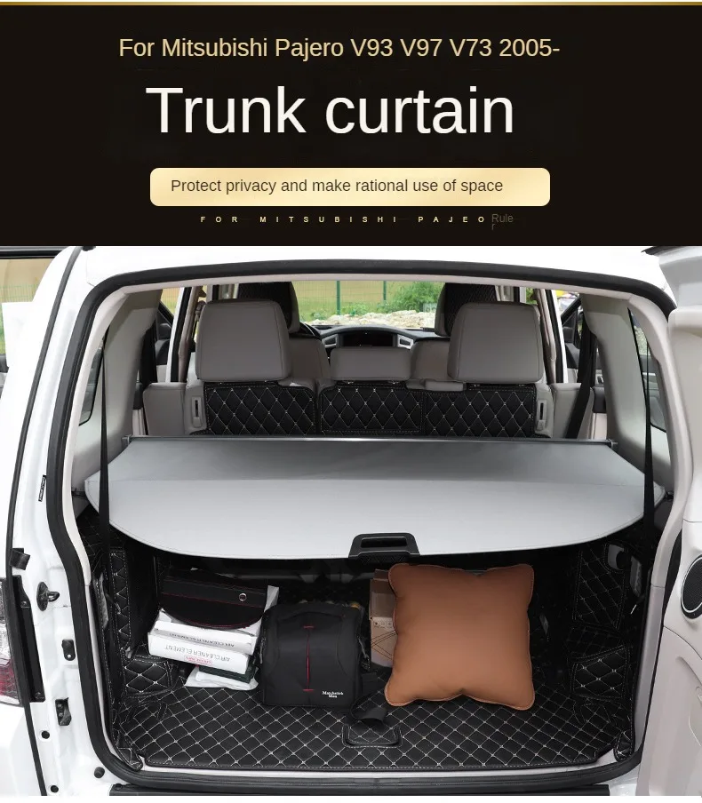 Trunk Cargo Cover For Mitsubishi Pajero V93 V97 V73 2005-2020 Security Shield Rear Luggage Curtain Partition Privacy Accessories