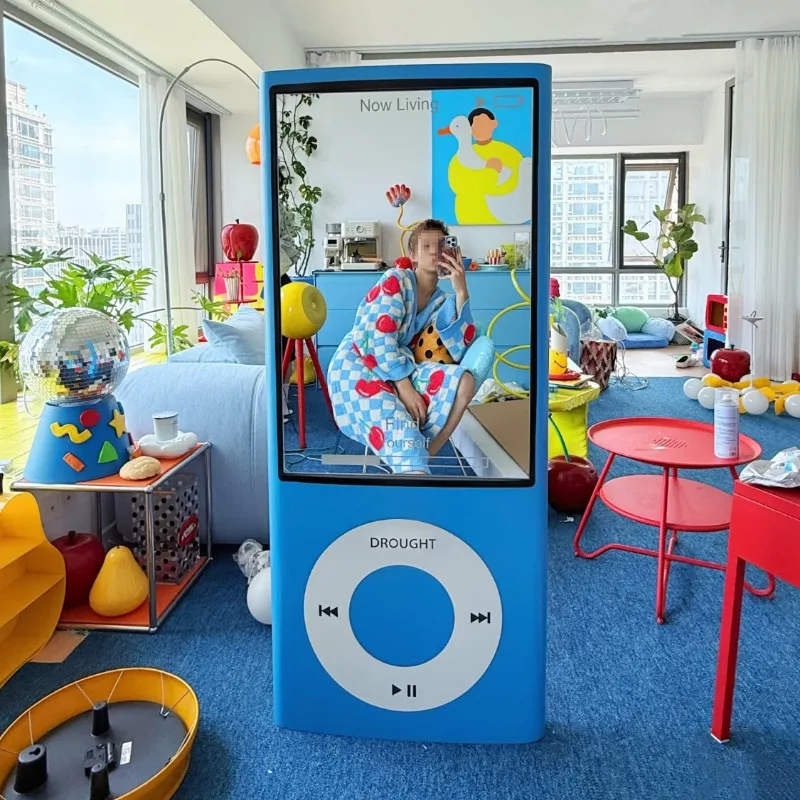Retro Ganzkörperspiegel für Zuhause und Schlafzimmer, Bodenlanger Kreativer Personalisierter Spiegel für Ladeneinweihungen