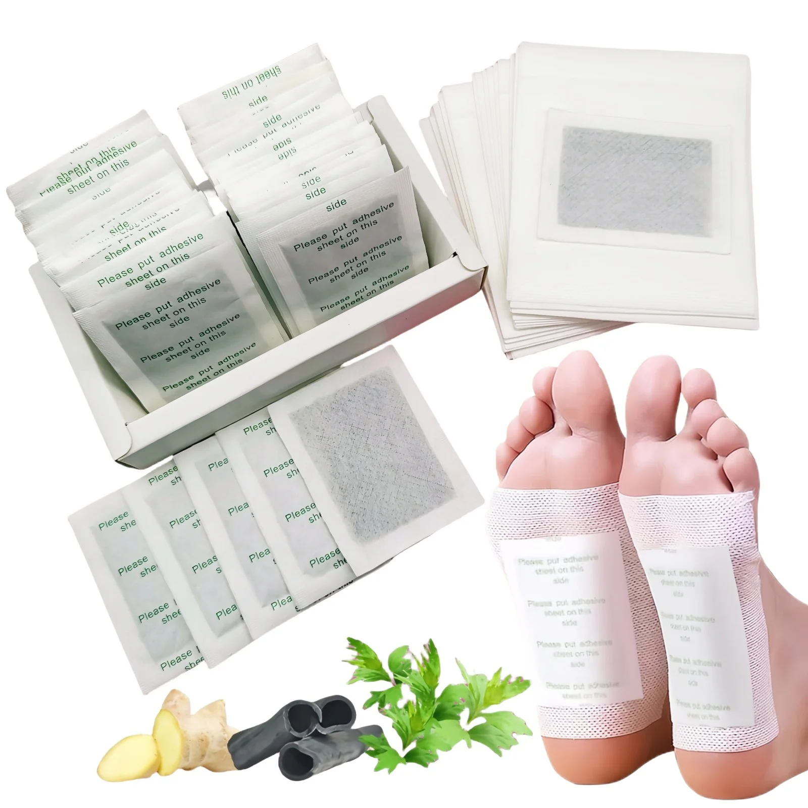 

50 упаковок подушечек для ног, подушечки для ног с имбирным маслом и бамбуковым углем, пластырь для ухода за ногами, эффективные пластыри для здоровья ног