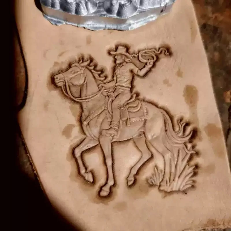 Western Cowboy Leather Stamping Mold 3D Warrior On Horse Pattern DIY Handmade Leathercraft Embossing Tool