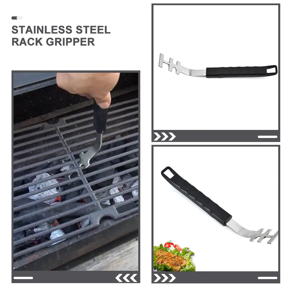 

3Pcs AntiScalding OvenNetGrills StainlessSteelRackGripper GridCampingSupplyBarbecueCookingLifterTool PracticalSafe KitchenGadget