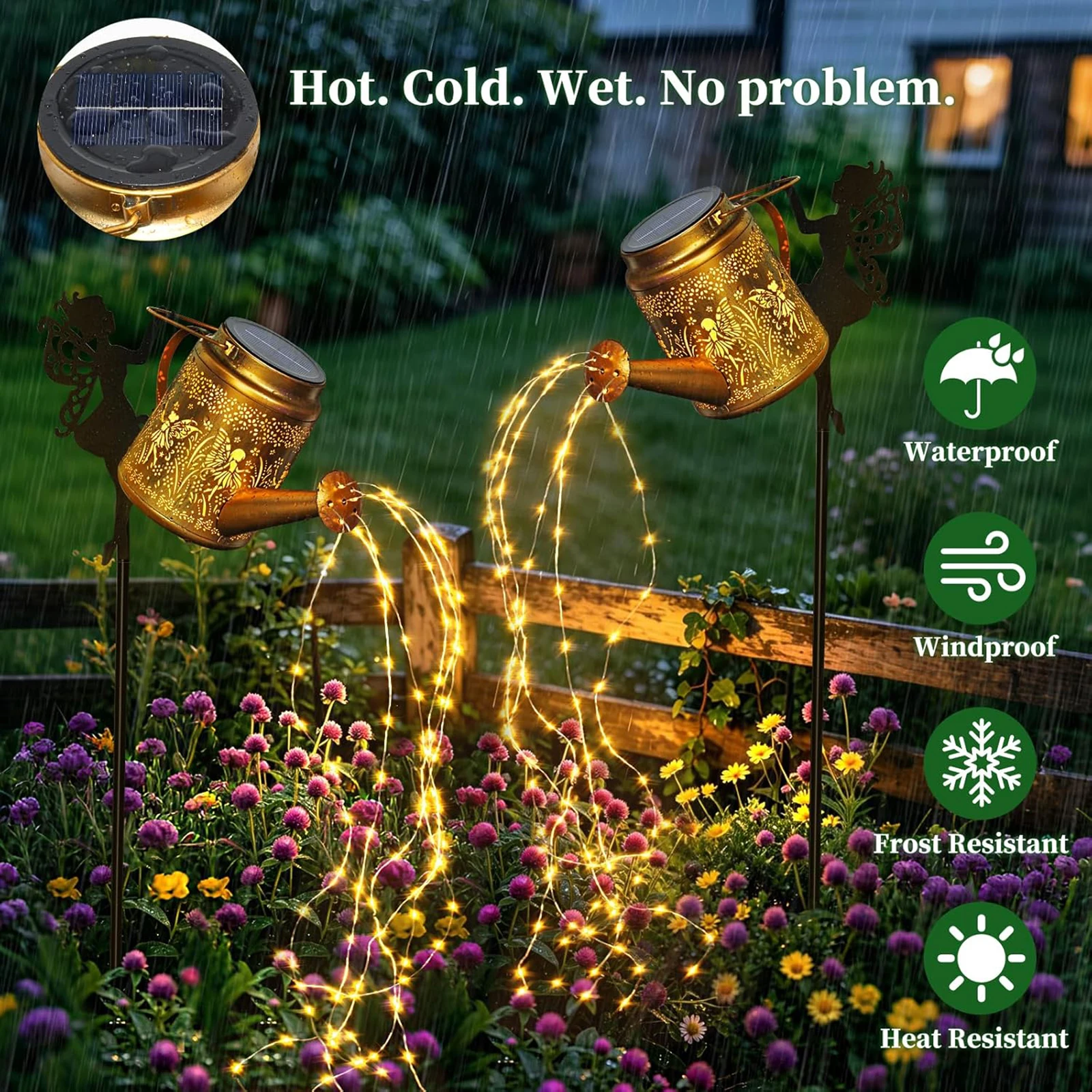 

2 Pack Solar Watering Can Lights with Fairy Cutouts Fairy Water Kettle Light for Yard Clearance Porch Pathway Gardening Gift