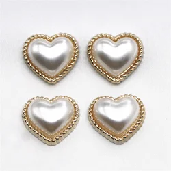 10PCS Heart Pearl flat back Button DIY Clothing Wedding Invitation Jewelry Decoration Accessories No Hole