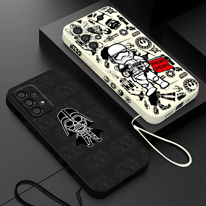 Star Wars Darth Vader Phone Case For Samsung A55 A53 A33 A52 A32 A71 A51 A21S A35 A25 5G Liquid Left Rope Funda