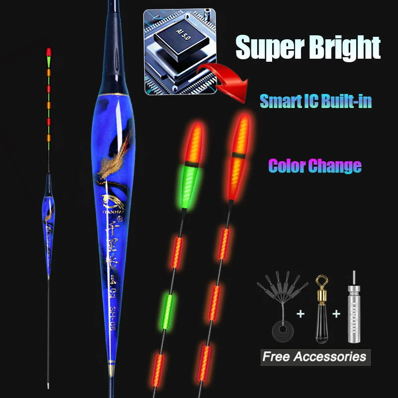 

WLPFISHING Fishing Float Gravity Sensor Electric Floaters Smart IC Build-in Fish Baits Antenna Change Color LED Luminous Bobbers