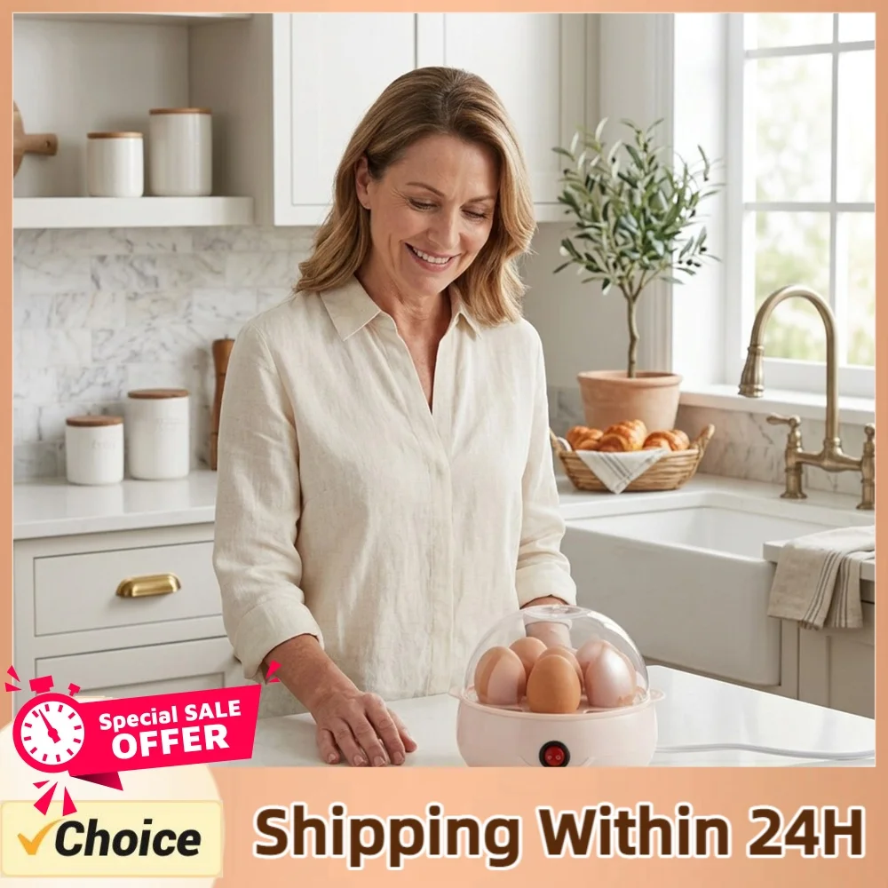 160W 220V Anti-Dry-Burning Egg Steamer Automatic Power-Off Hard Boiled Egg Poacher Smart Breakfast Machine for Home Kitchen Use