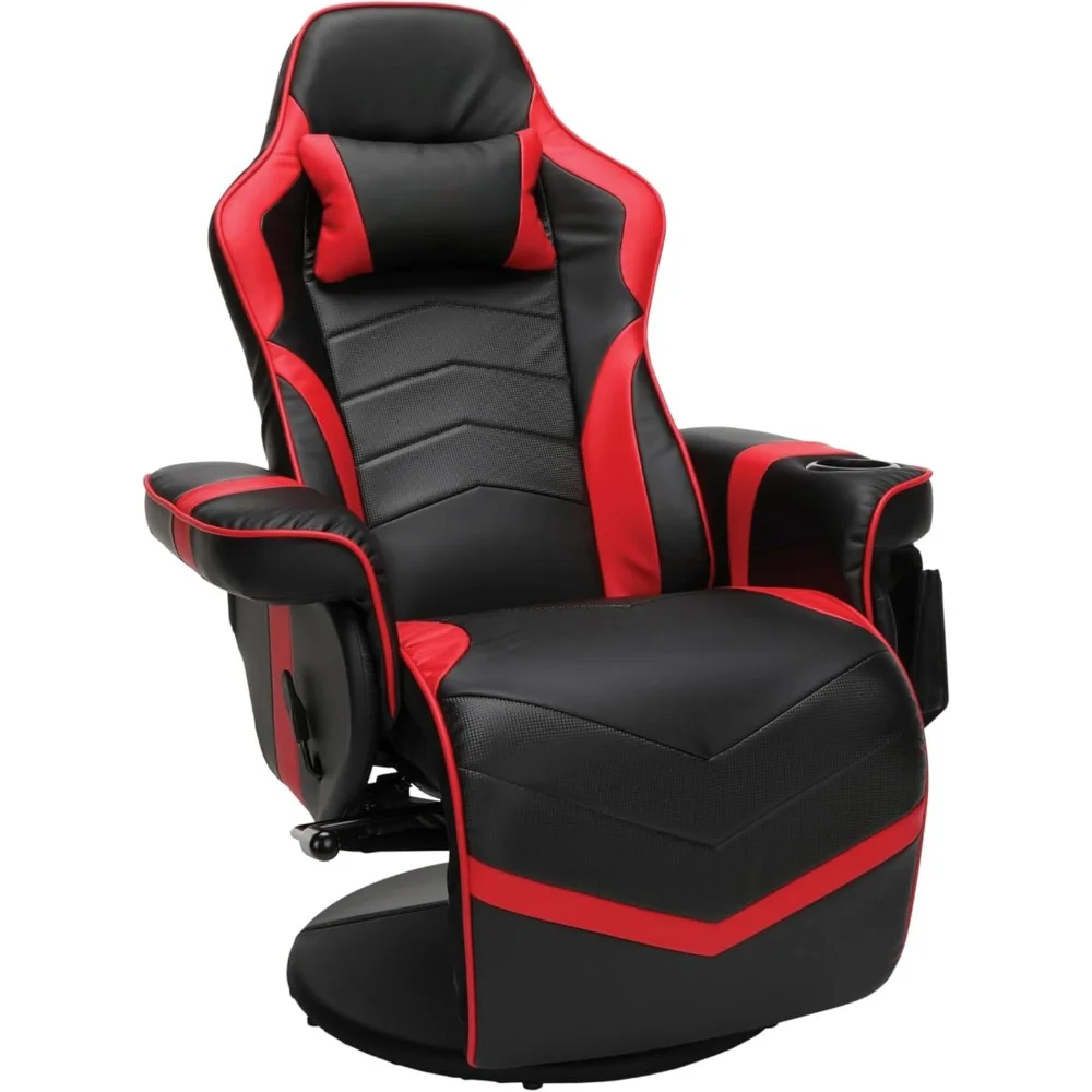 

Computer Recliner, Adjustable Leg Rest and Recline, Recliner with Cupholder, Reclining Gaming Chair with Footrest - Red