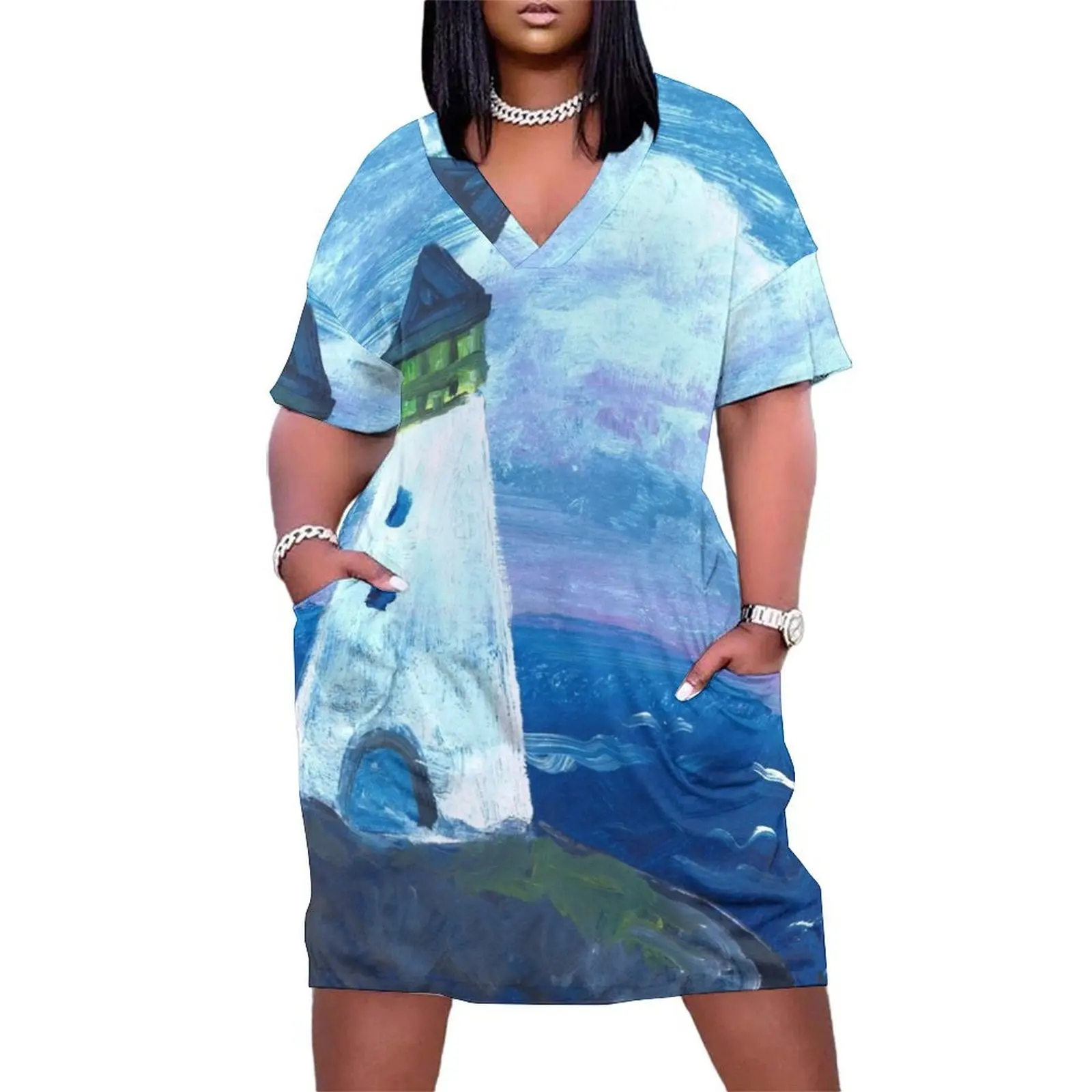 

Lighthouse Loose Pocket Dress dress for women dresses korean style Woman fashion women party dresses