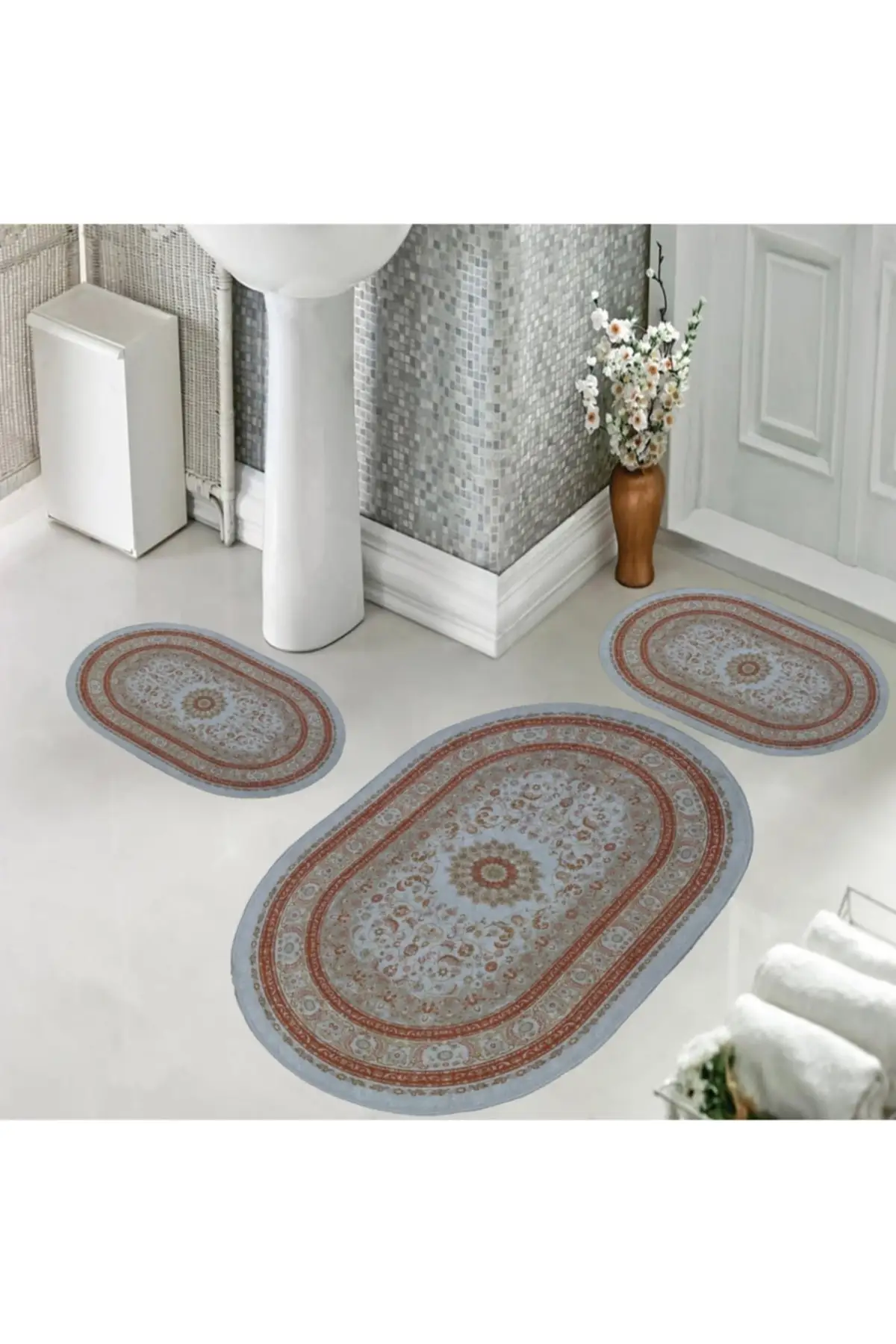 Bathroom 3 Pcs Matte Authentic Super Absorbent Floor Anti Slip Quick Drying Bathroom Mat Floor Carpet Easy To Clean