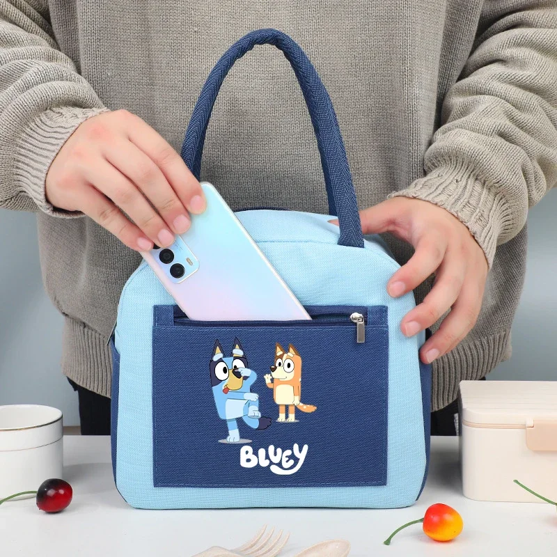 

Bluey Kids Hand Lunch Bag Bingo Chilli Anime Cartoons Student Teenage Lunch Food Drink Thermal Insulated Carrier Case Xmas Gifts