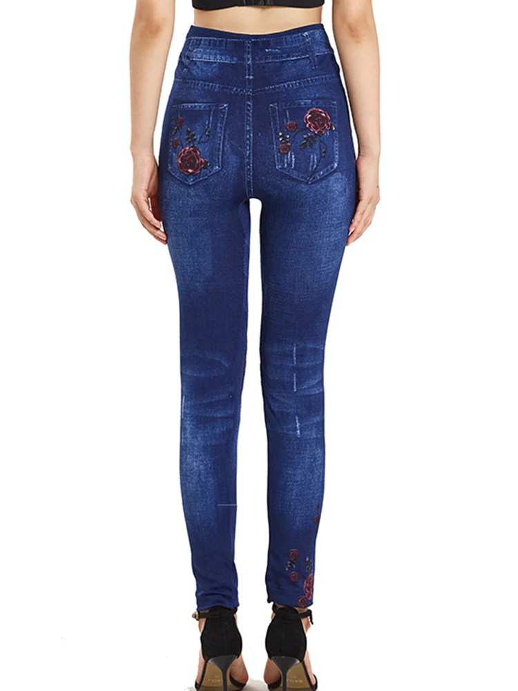 Out Wear Jeans in finto Denim Leggins ad alta elasticità Fitness Yoga Legging pantaloni attillati estivi da donna stampati